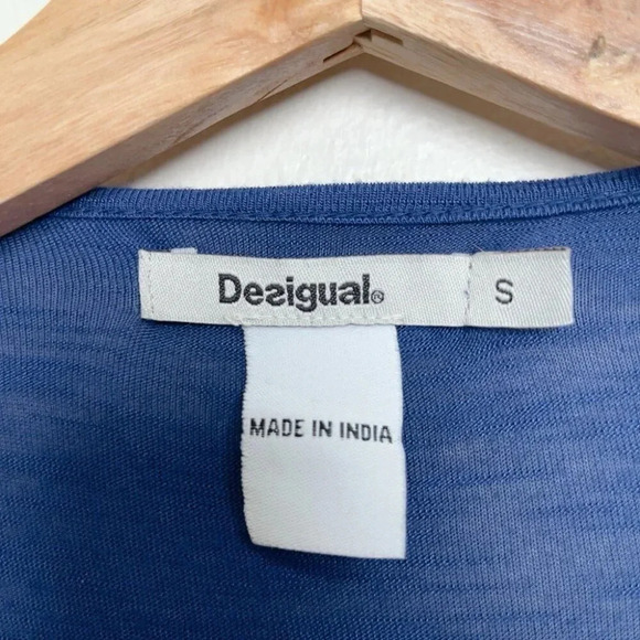 Desigual Womens Small Waterfall Navy Sleeveless Flowy Draped Top Navy - Picture 5 of 11